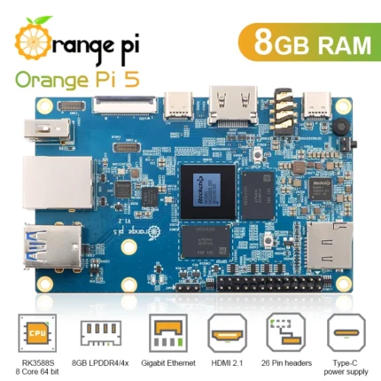 وحدة بسي برتقالية ، واي فاي خارجي وبلوتوث SSD ، إيثرنت جيجابت ، 5 فولت ، 4A مزود طاقة ، تشغيل أندرويد ديبيان ، 8 جيجابايت ، 4 جيجابايت ، 16 جيجابايت